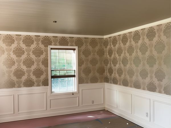 Damask Wallpaper Feature Wall Installation